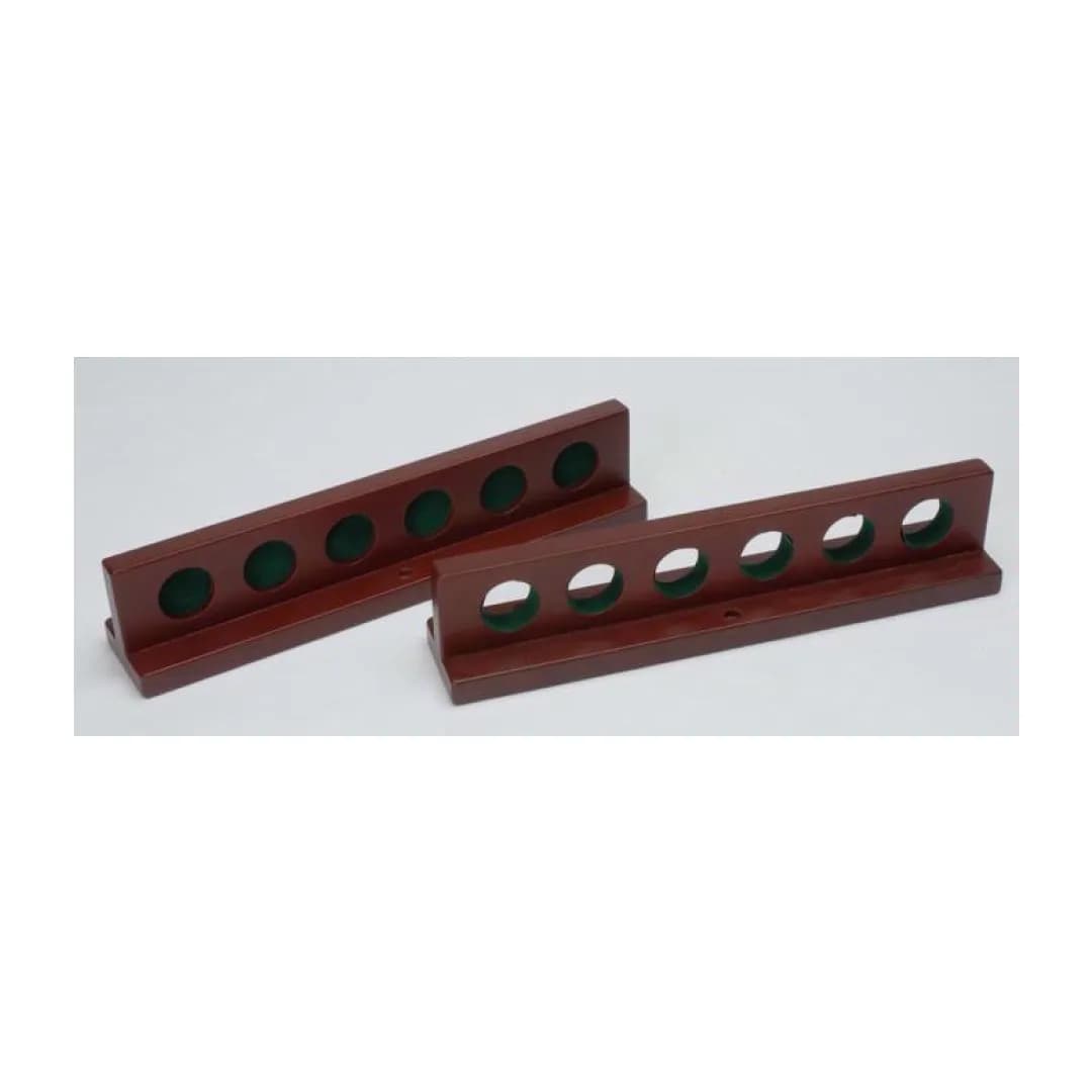 Two-piece Billiard Pool Cue Rack in Mahogany Finish — commercial gaming tables supplied nationwide